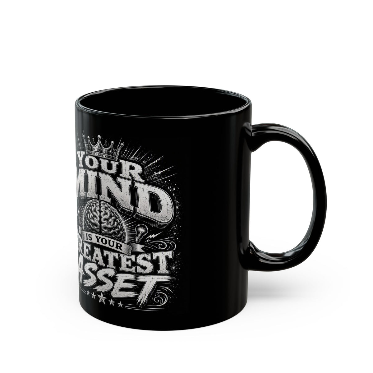 Inspirational Black Mug - "Your Mind Is Your Greatest Asset" Coffee Cup