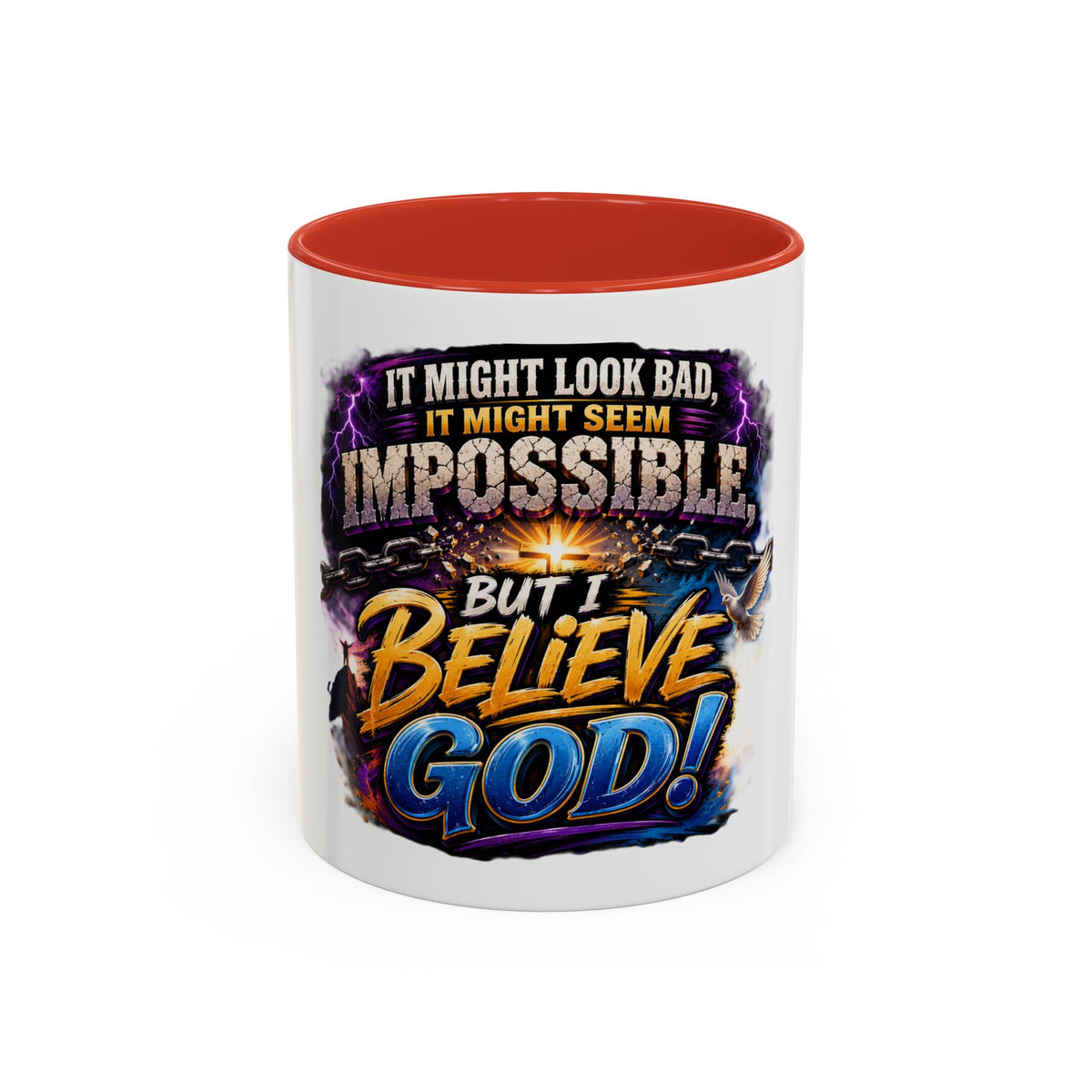 Believe God Coffee Mug — Inspirational Christian Faith Accent Mug (11/15oz)